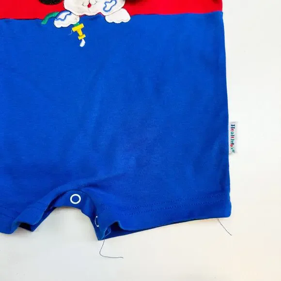 Vintage Healthtex 90s Firefighter Dog Romper Blue Red 12 Months - Picture 2 of 6